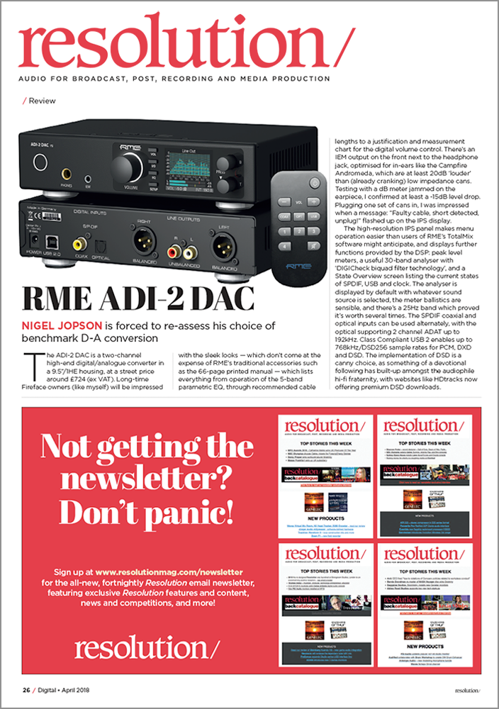 RME ADI-2 DAC review by Resolution